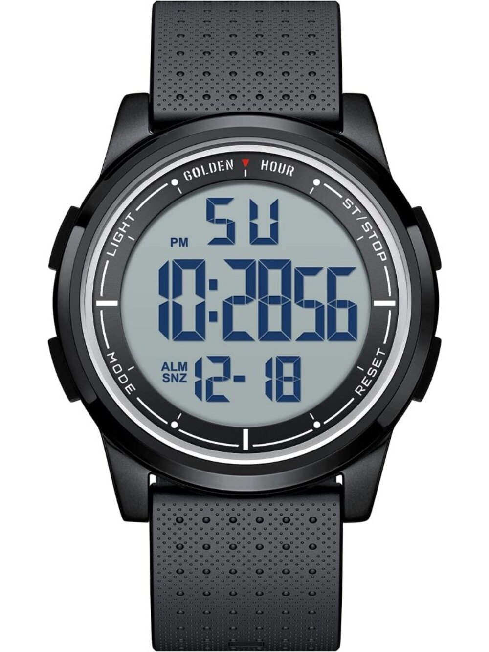 Men's Black Rubber Strap Ultra-Thin Minimalist Sports Waterproof Digital Watch